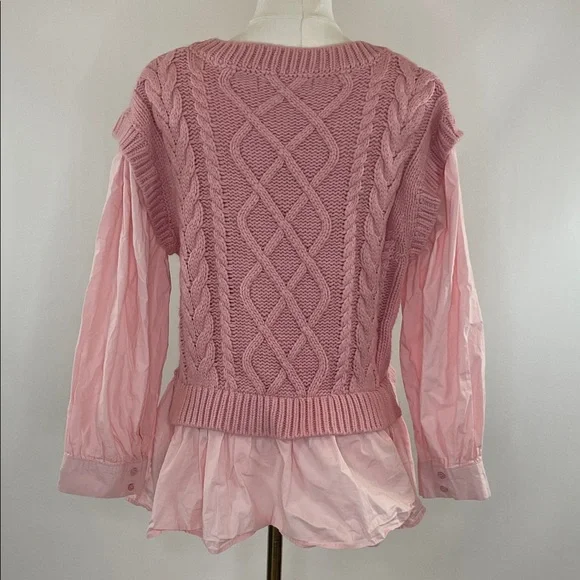 English Factory Cable Knit Sweater in Blush, L - Picture 7 of 9